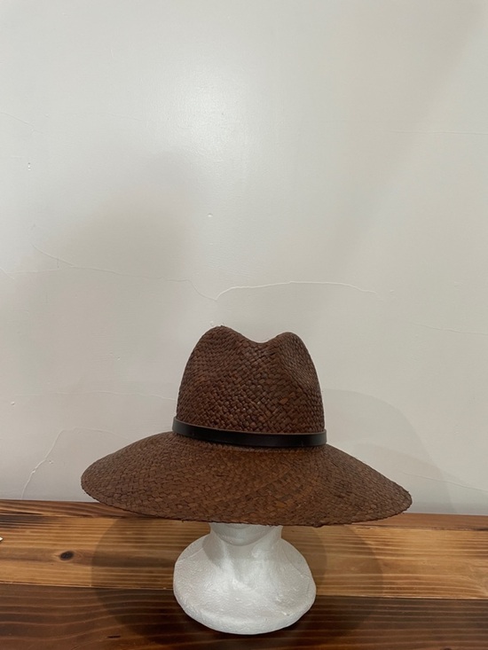 Janessa Leone Dora Raffia Straw Fedora Hat Brown main image 2